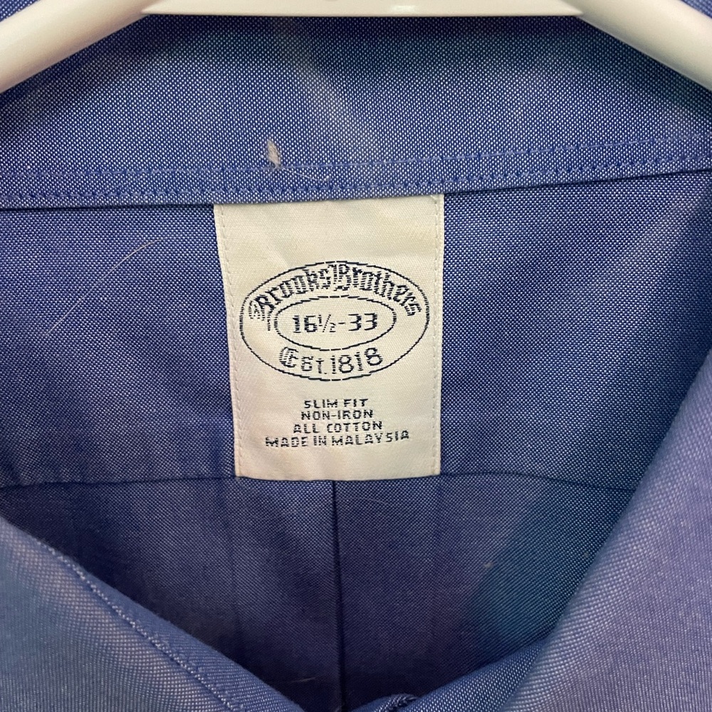 Blue Brooks Brothers long sleeved non iron dress shirt